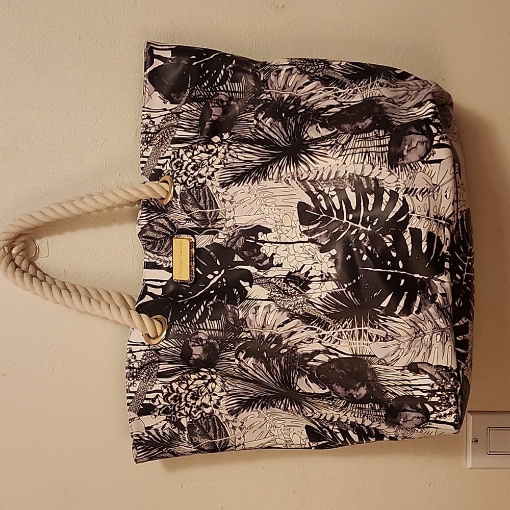 Christian LaCroix Amaryllis black and white with rope handles Tote